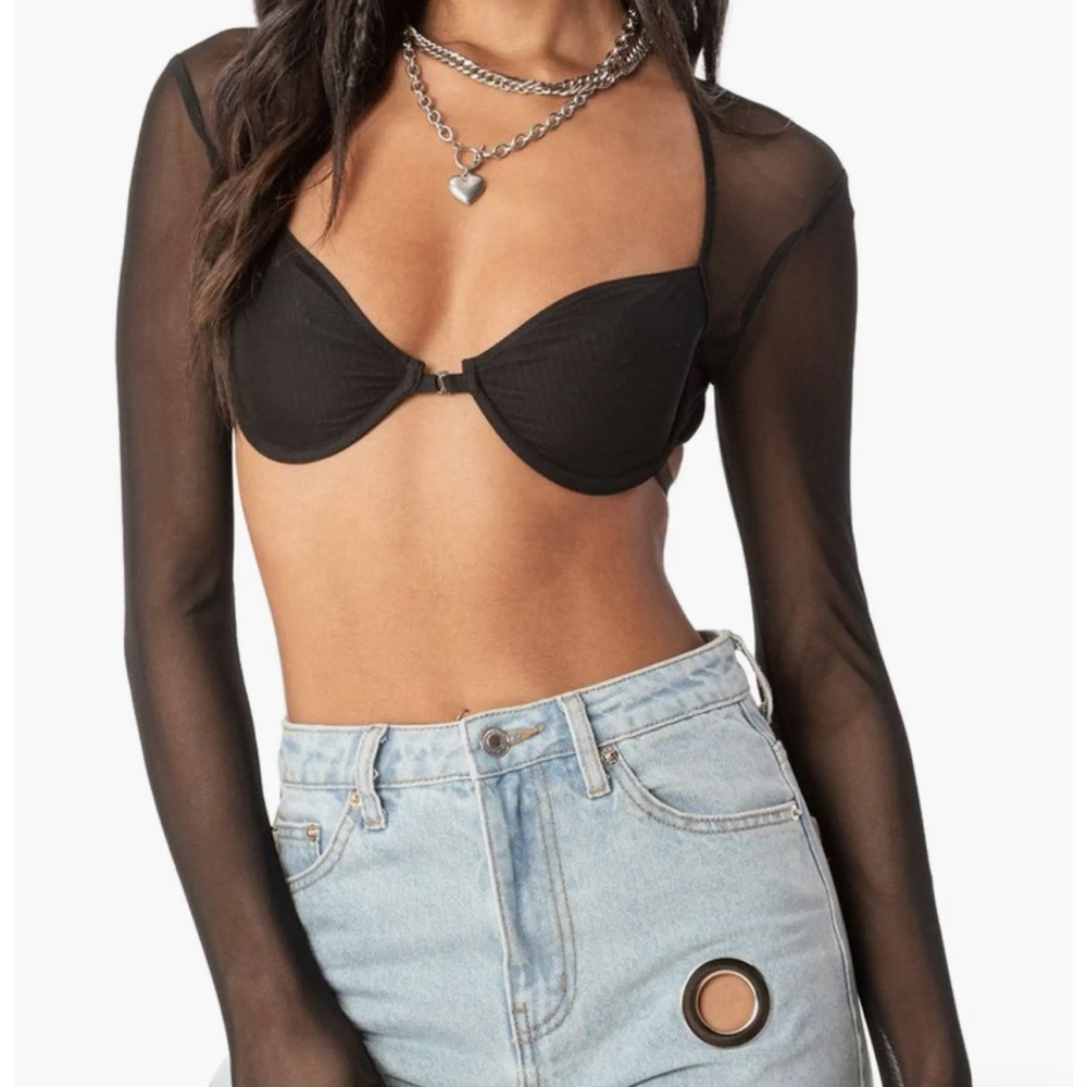 Edikted mesh black bra top size small